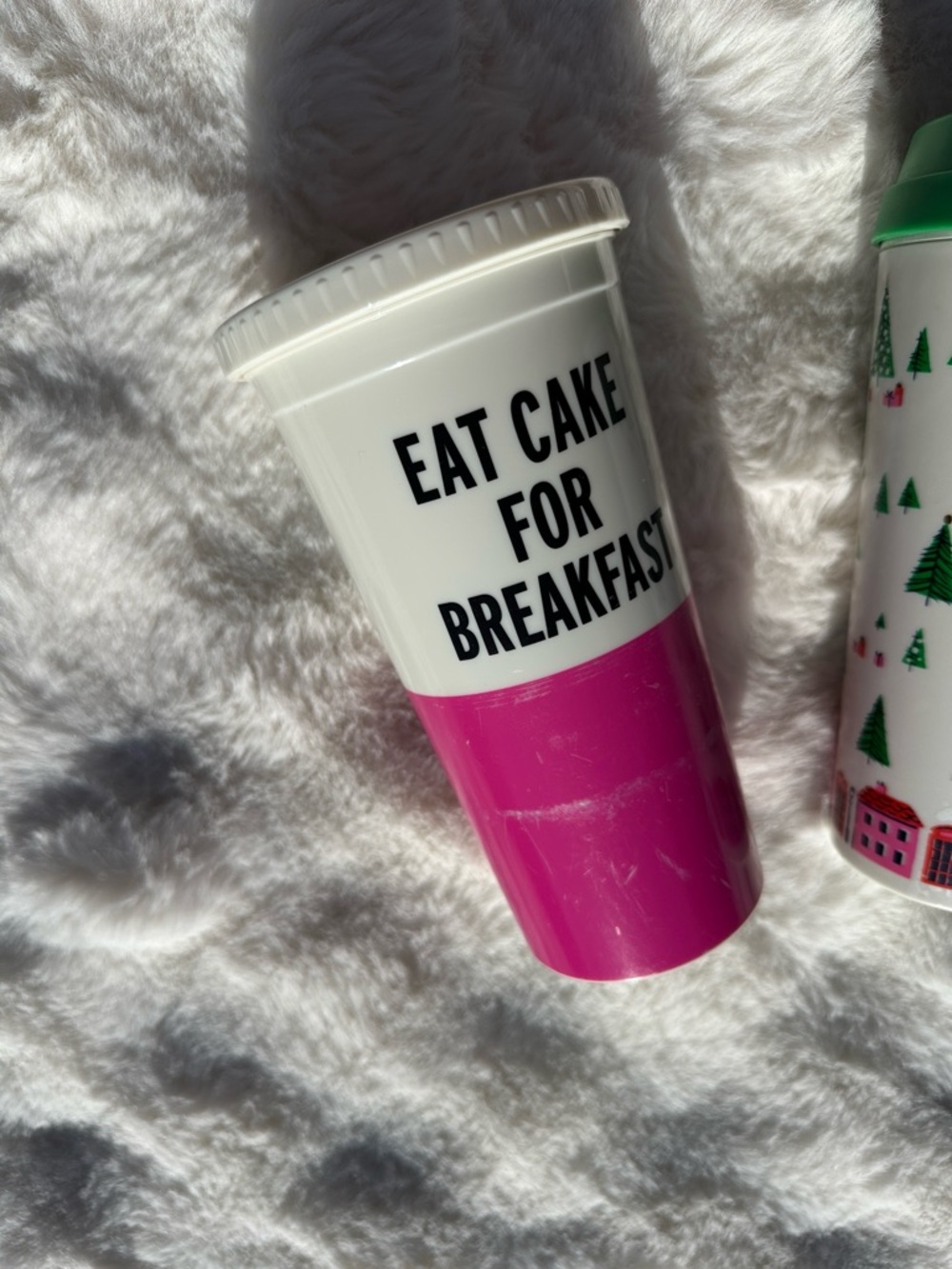 Pair of Kate spade cups. Eat cake for breakfast. Christmas coffee travel mug. - Picture 5 of 6